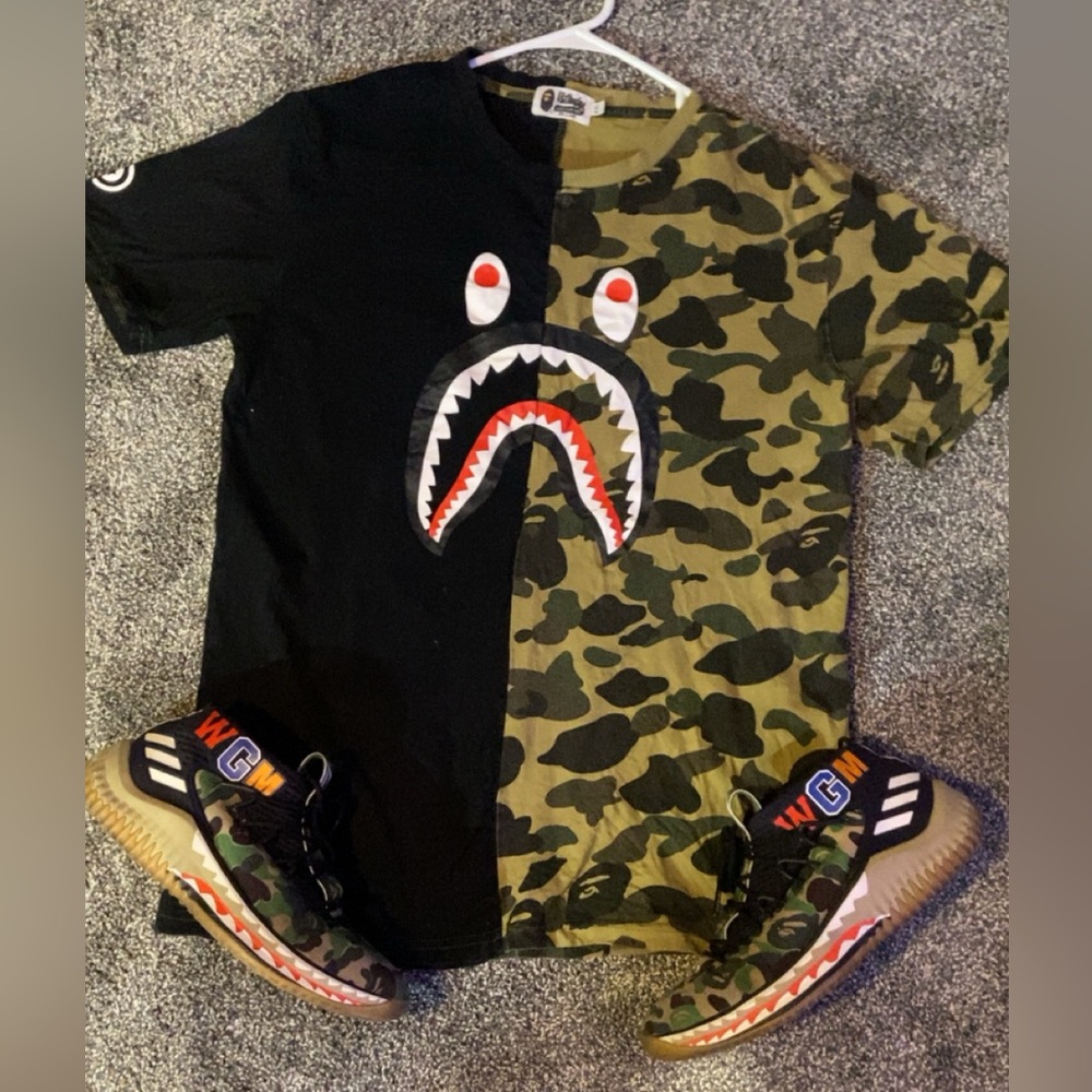 OG Bape shirt + Adidas X Bape Dame 4 (combo only)